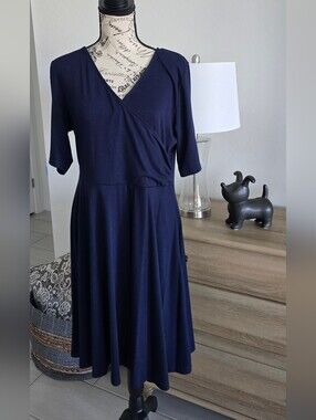 Classic Navy Midi Wrap Dress